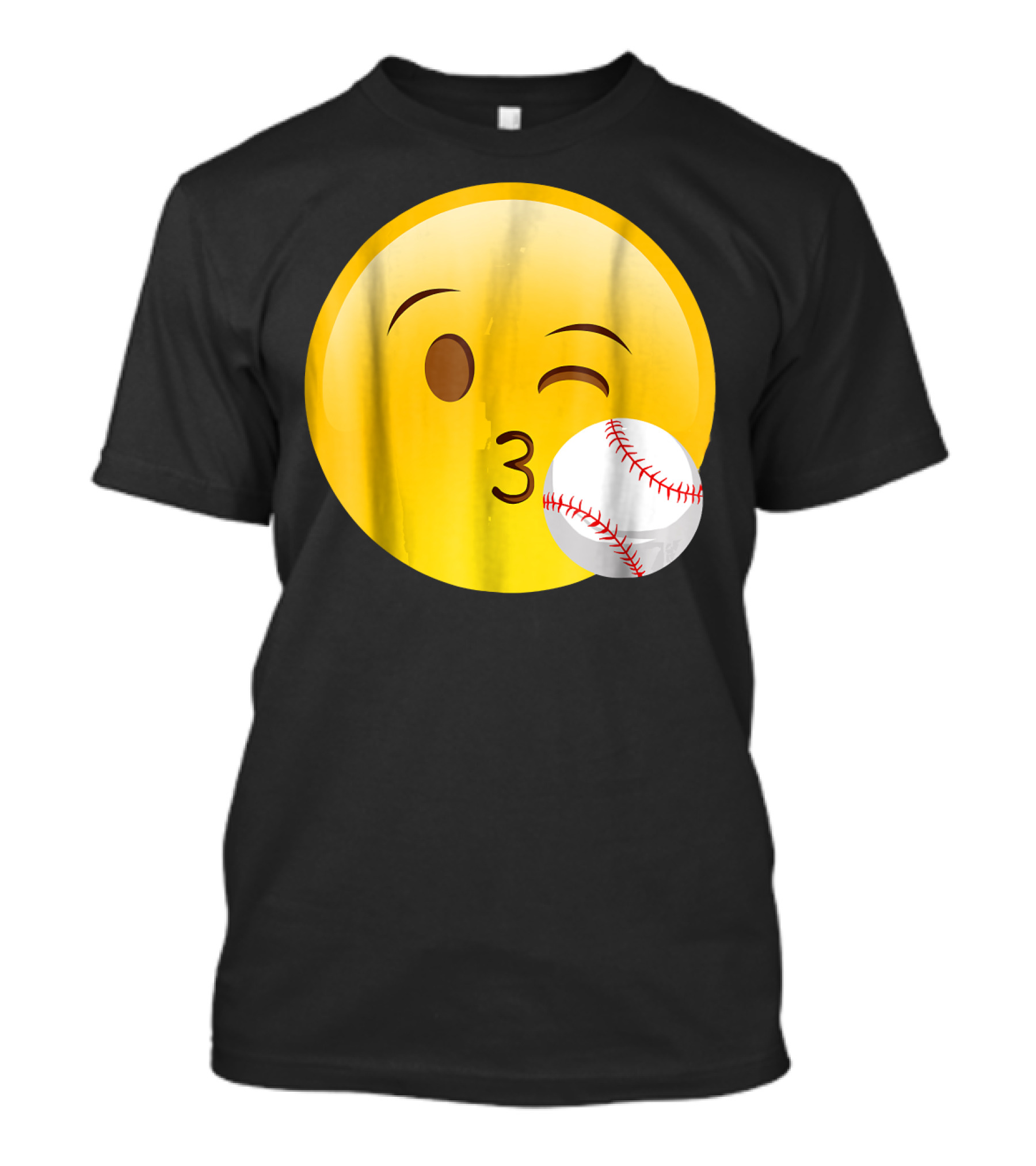 Emoji Baseball Kiss Funny Cute Sports League T-Shirt