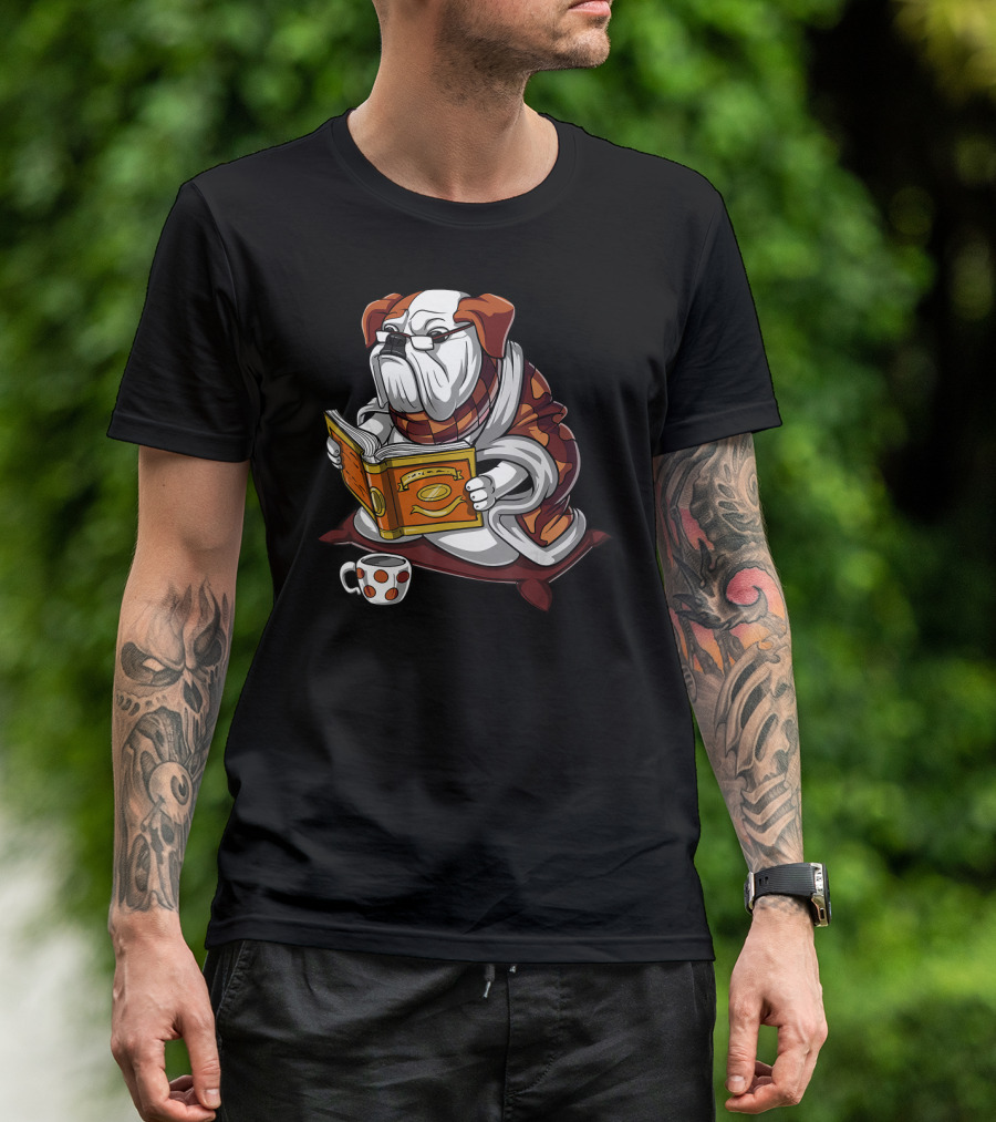 English Bulldog Reading Book Nerd T-Shirt