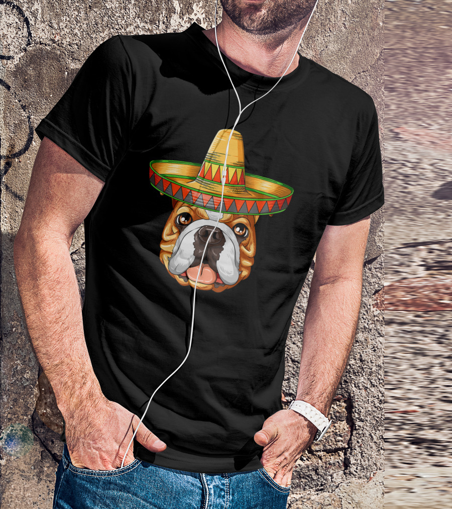 English Bulldog Sombrero Cinco De Mayo Mexican T-Shirt