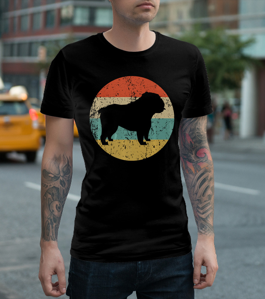 English Bulldog Retro Circle T-Shirt