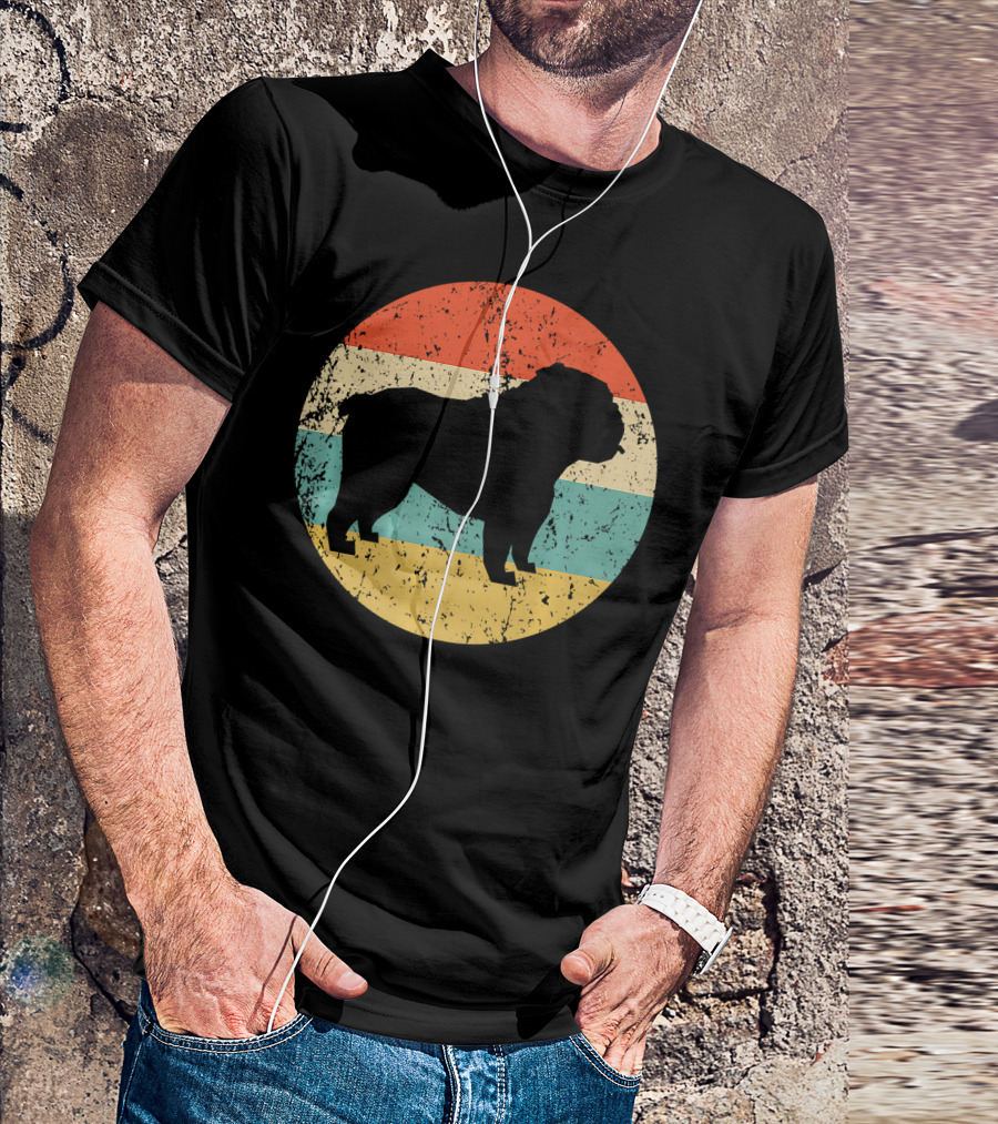 English Bulldog Retro Circle T-Shirt