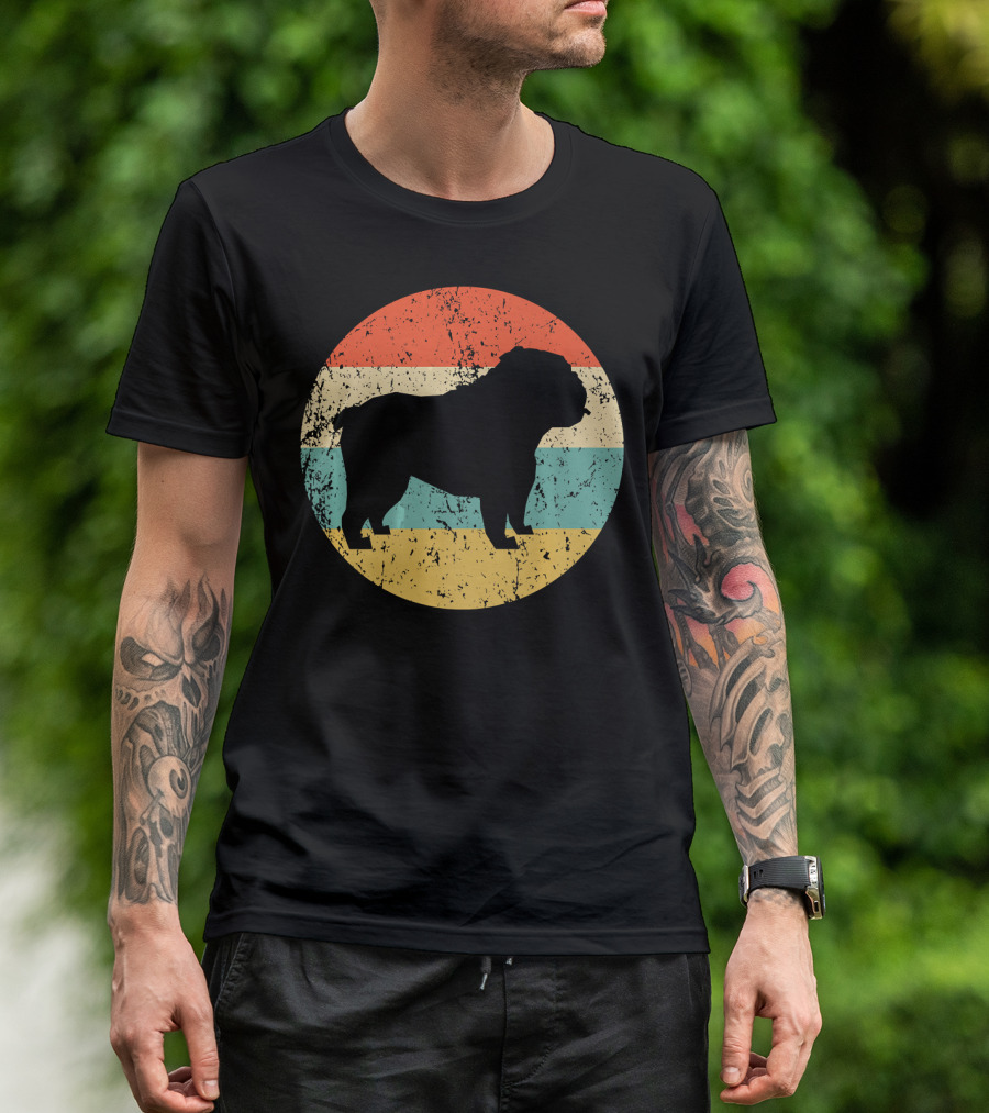 English Bulldog Retro Circle T-Shirt
