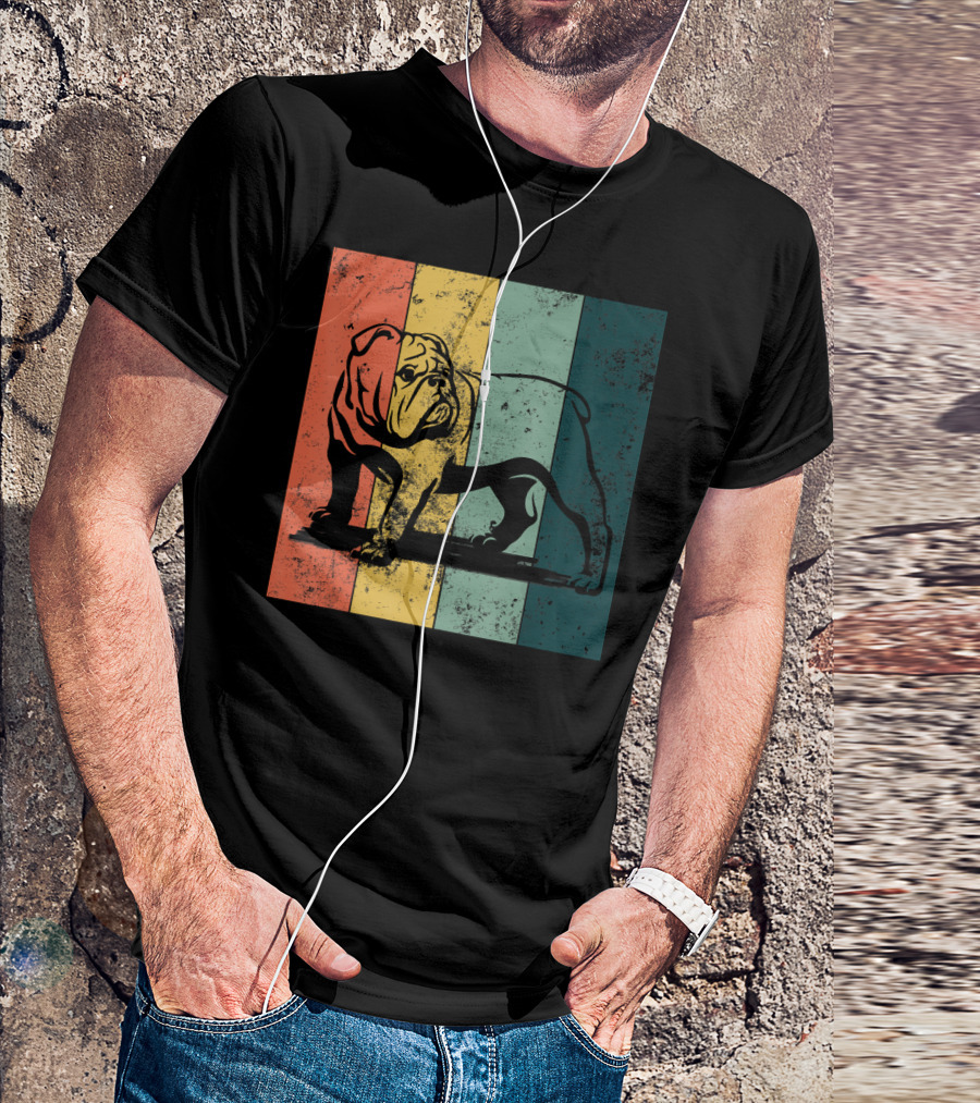 English Bulldog Vintage Stripe T-Shirt