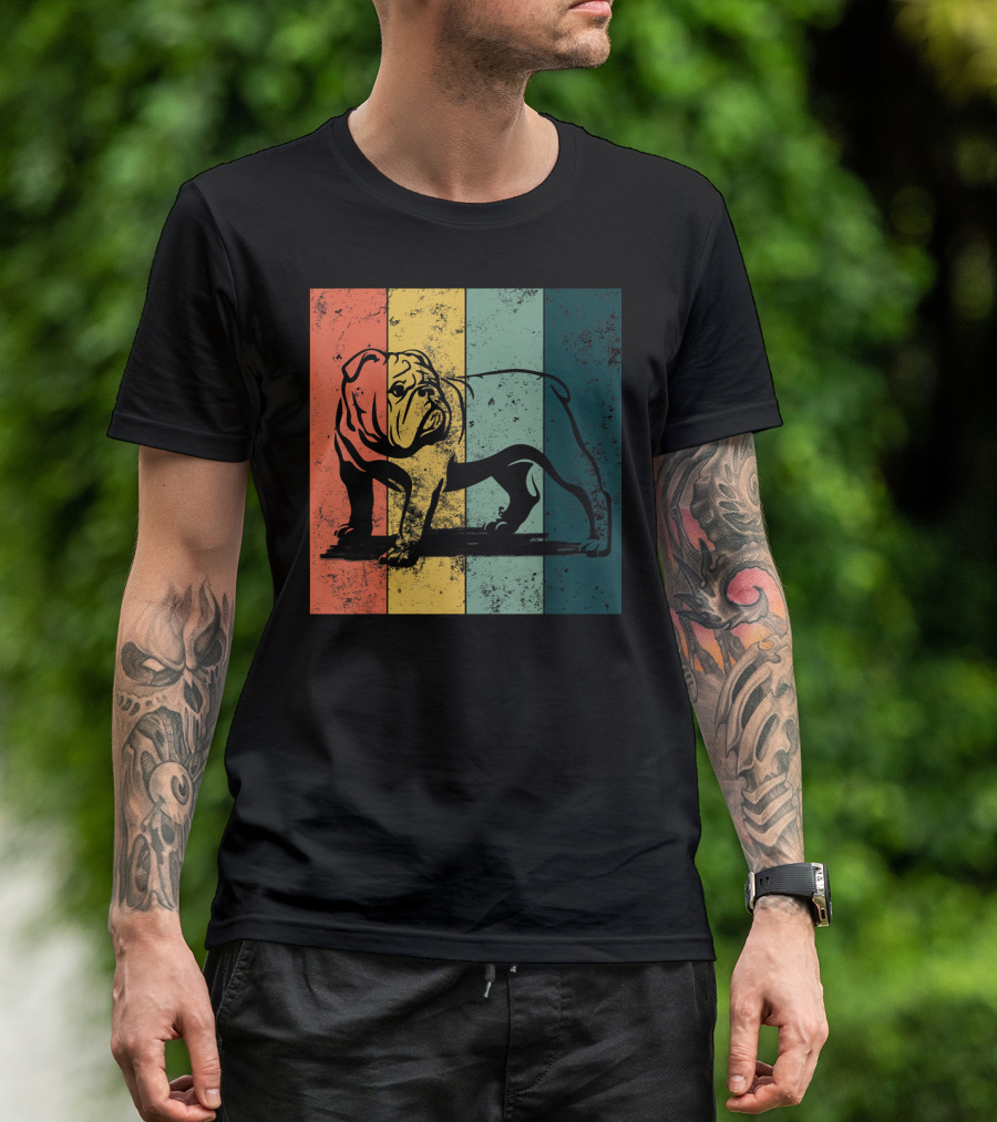 English Bulldog Vintage Stripe T-Shirt