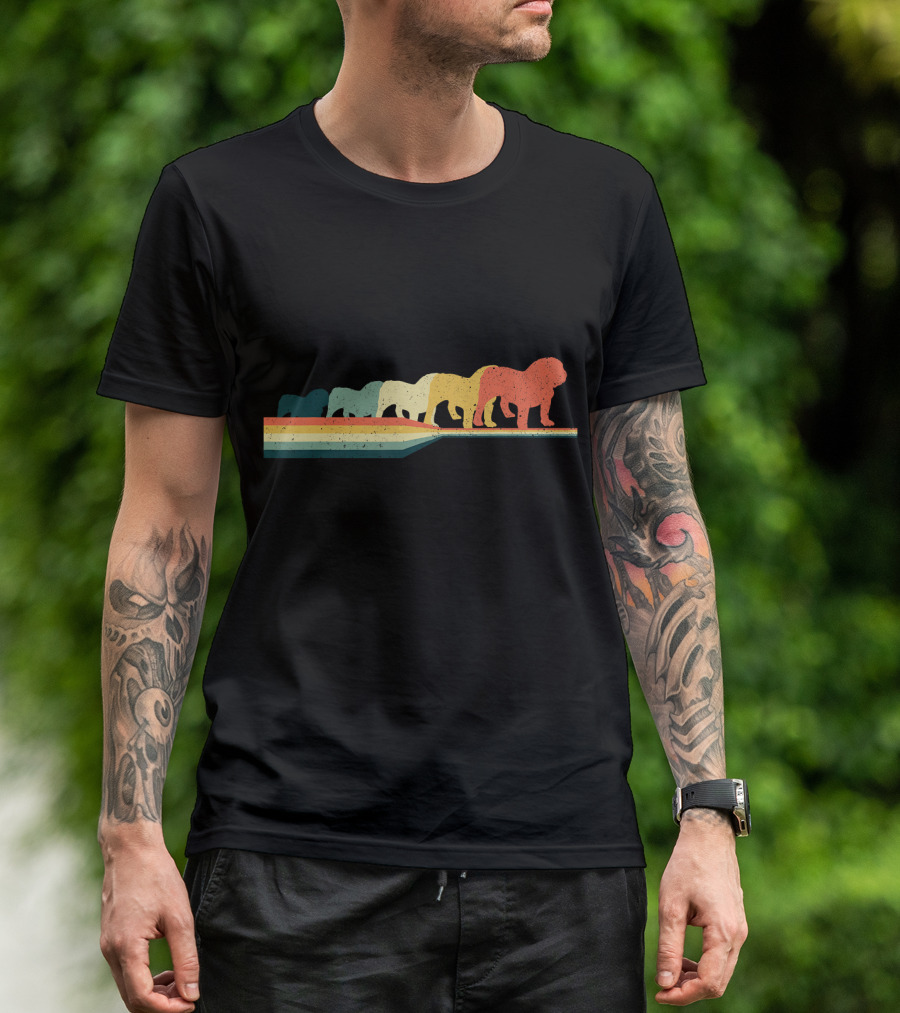 English Bulldog Retro Vintage Rainbow T-Shirt