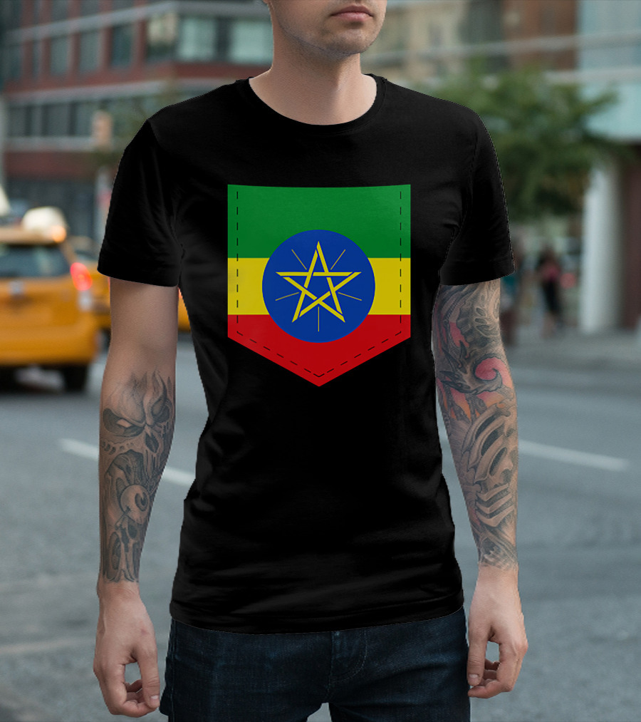 Ethiopia Flag Green Yellow Red with Blue Circle and Star T-Shirt