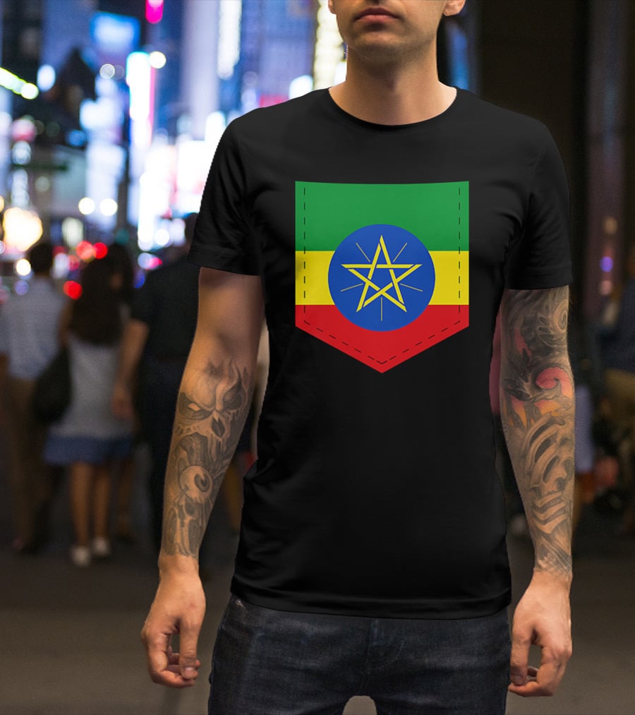 Ethiopia Flag Green Yellow Red With Blue Circle And Star T-Shirt