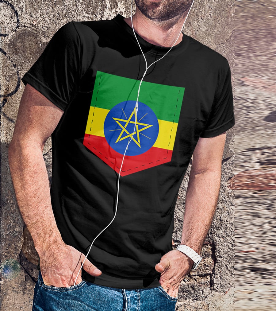 Ethiopia Flag Green Yellow Red With Blue Circle And Star T-Shirt