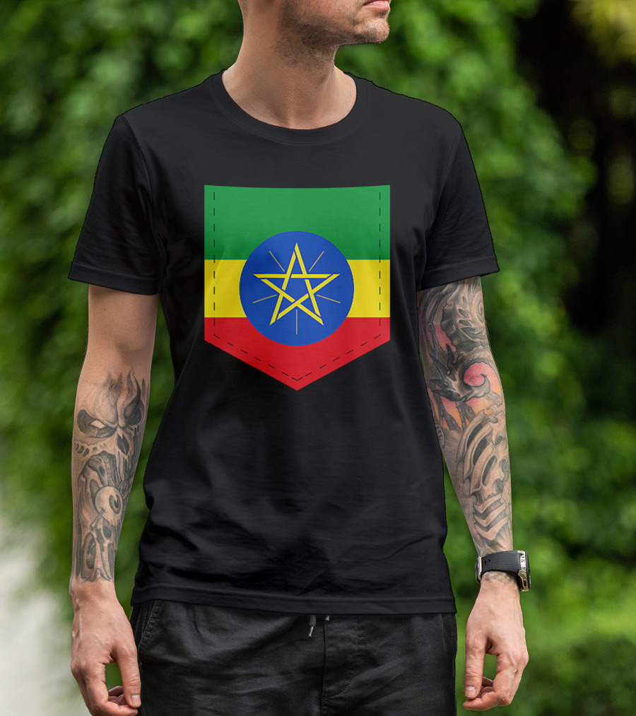 Ethiopia Flag Green Yellow Red With Blue Circle And Star T-Shirt