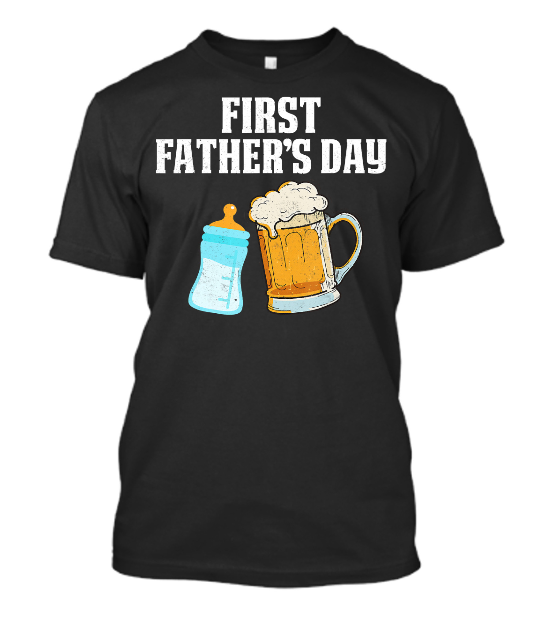 First Father's Day Beer Mug Baby Bottle Fun T-Shirt