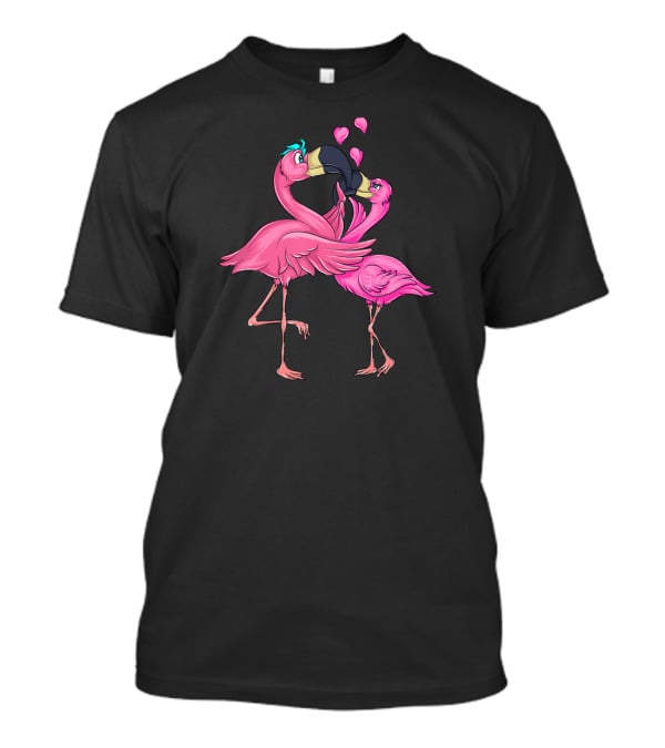 Flamingos In Love Valentine's Day Hearts Playful Romance T-Shirt