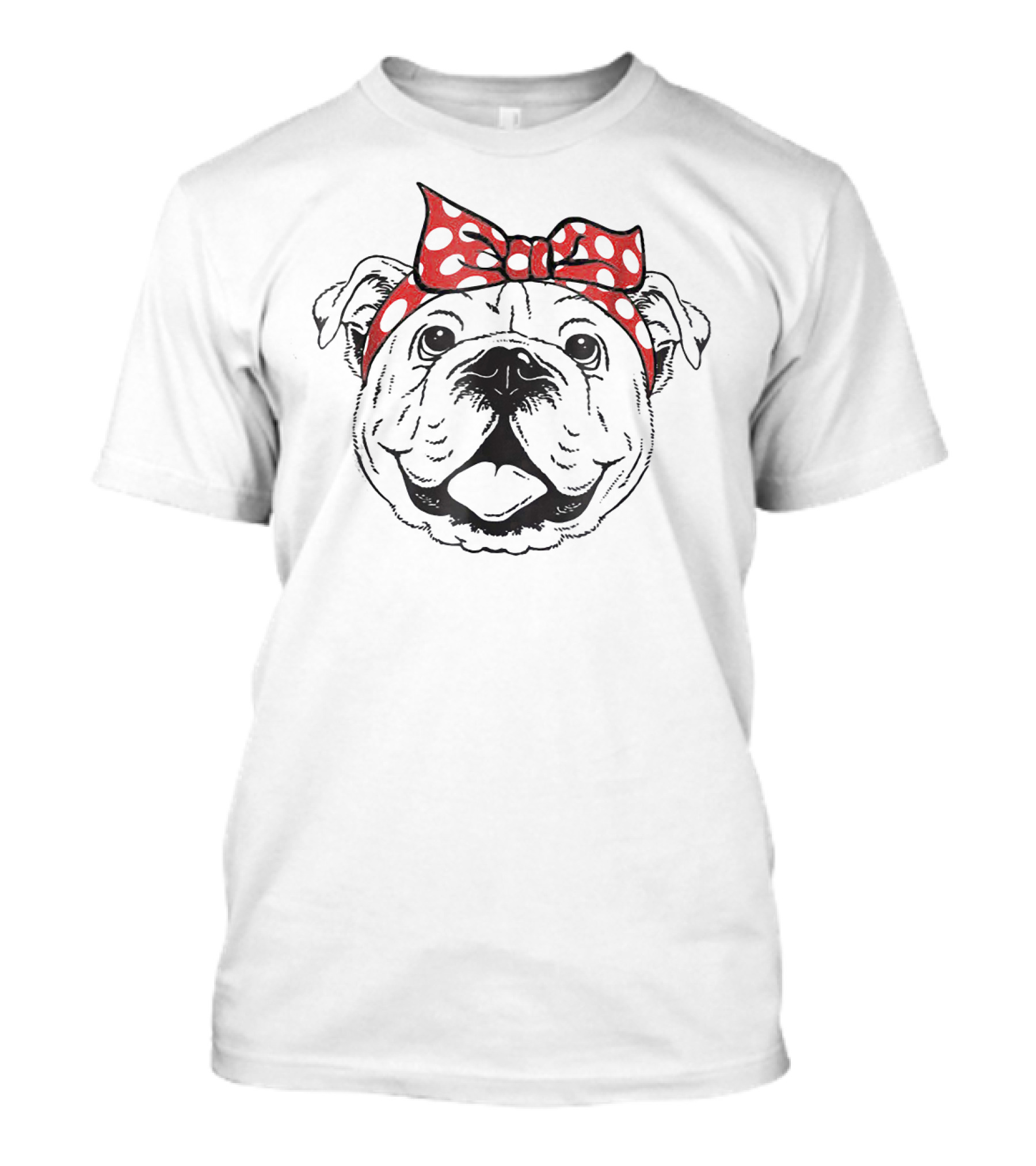French Bulldog Red Polka Dot Headband Bow T-Shirt