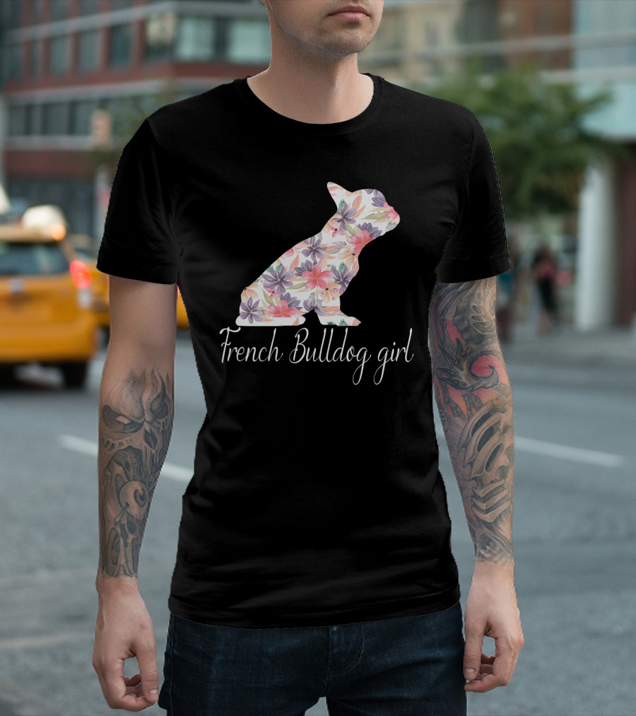 Floral French Bulldog Girl Love T-Shirt
