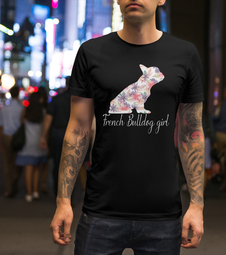 Floral French Bulldog Girl Love T-Shirt