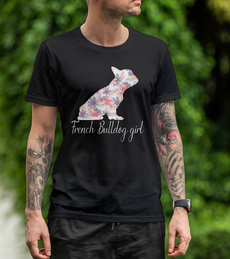 Floral French Bulldog Girl Love T-Shirt