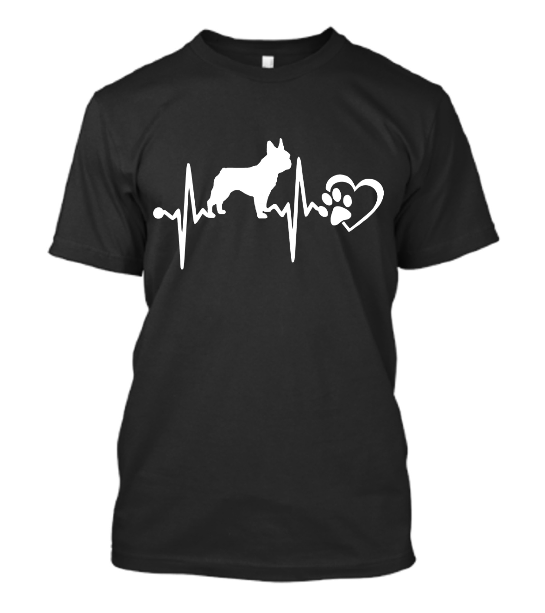 French Bulldog Heartbeat Love Pawprint Heart T-Shirt