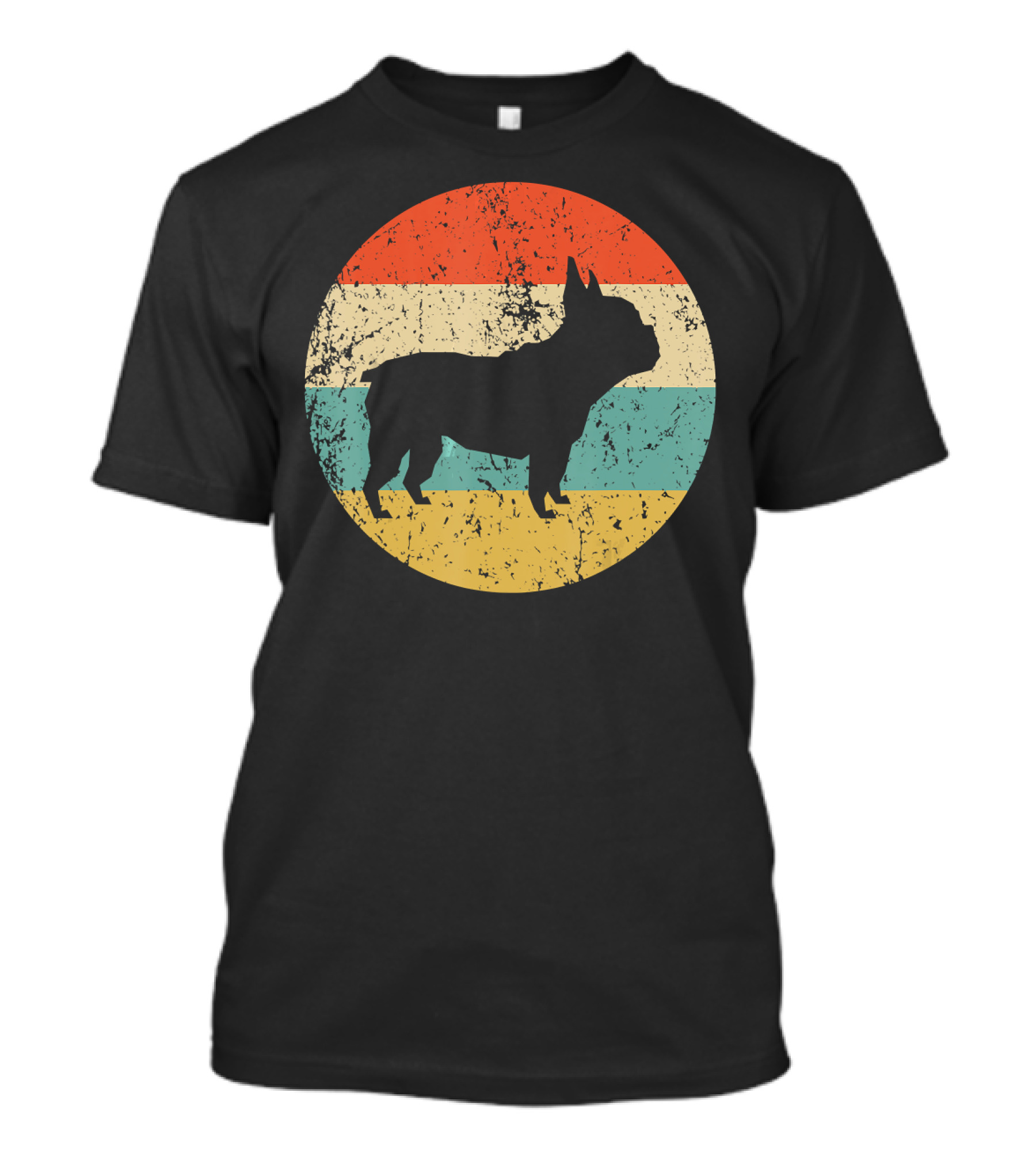 French Bulldog Silhouette Retro Circle T-Shirt