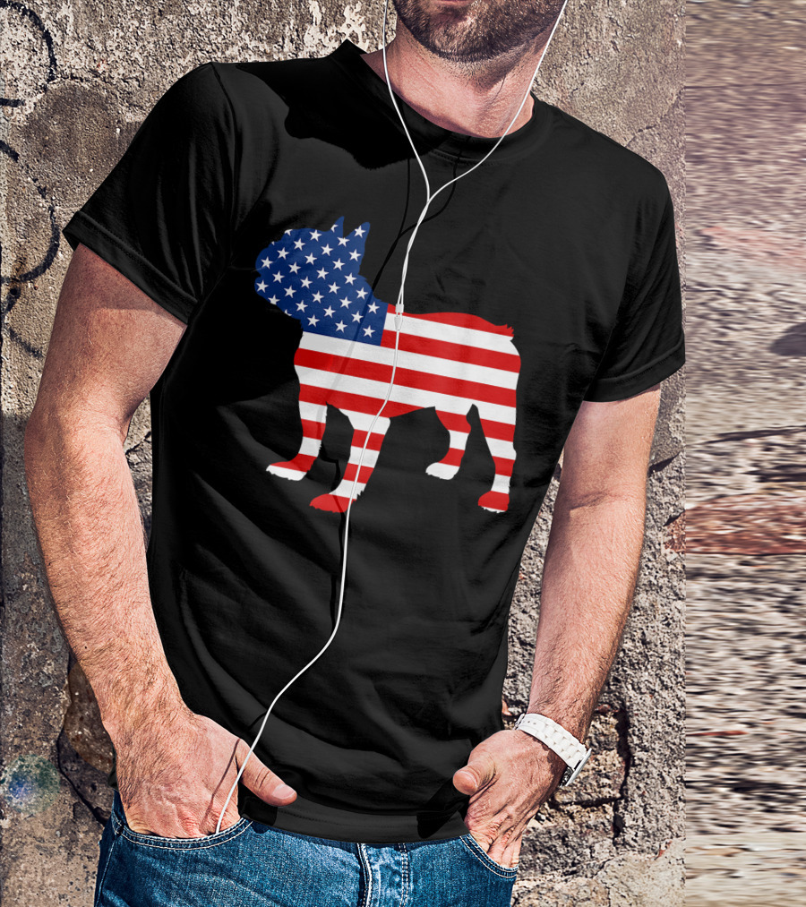 French Bulldog American Flag Fourth Of July USA T-Shirt