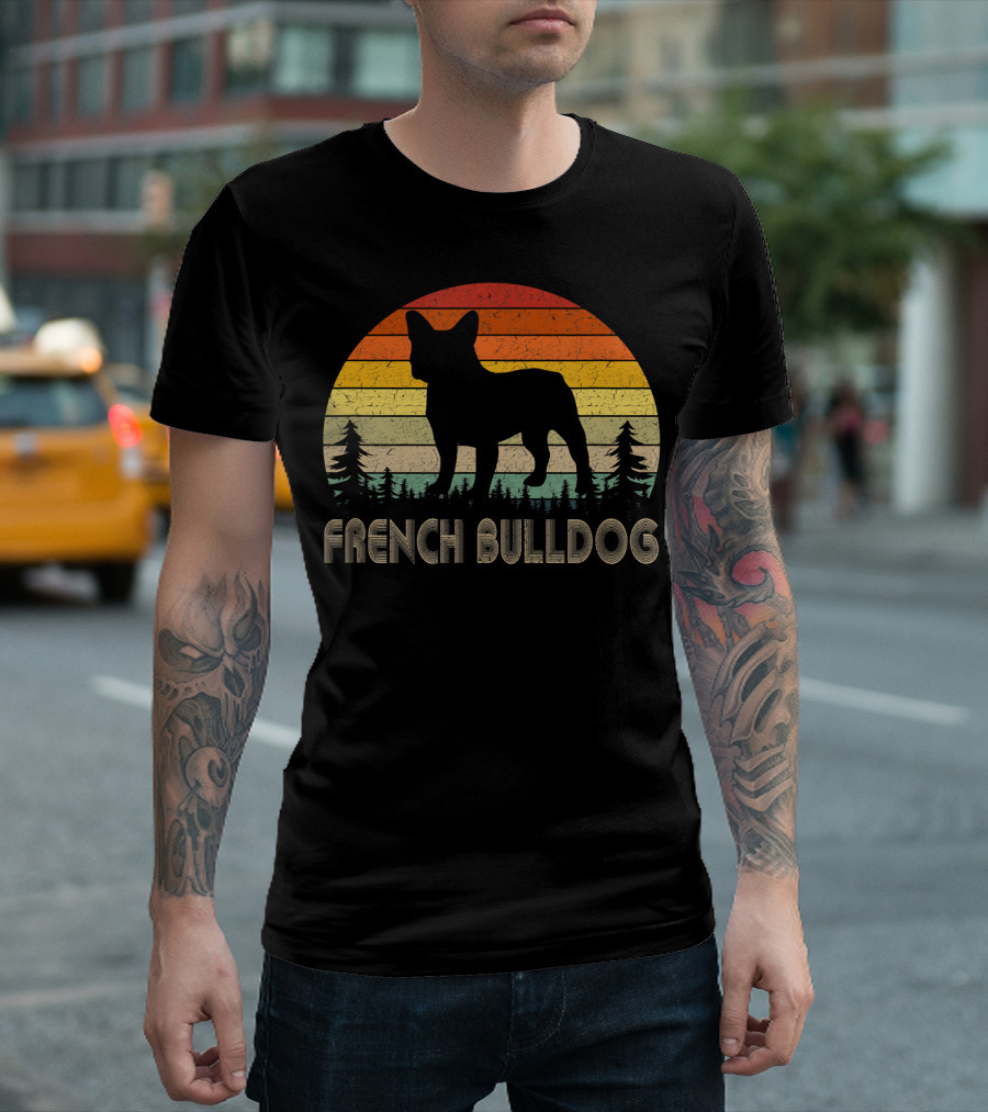 French Bulldog Vintage Dog 70's Retro Sunset T-Shirt
