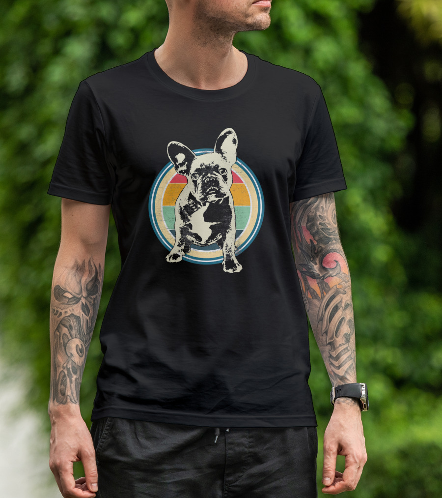 French Bulldog Vintage Retro Circle T-Shirt