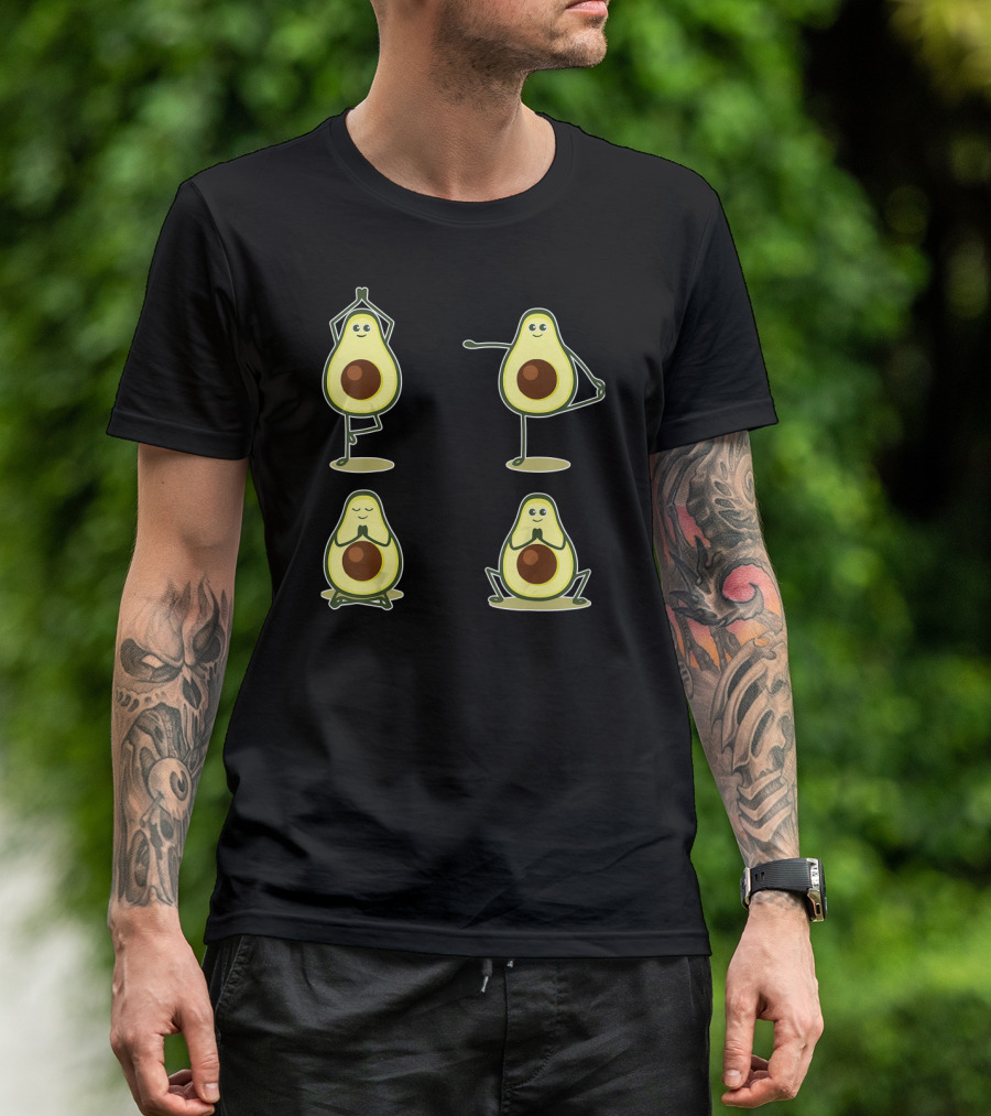 Funny Avocado Yoga Pose Meditation Characters T-Shirt