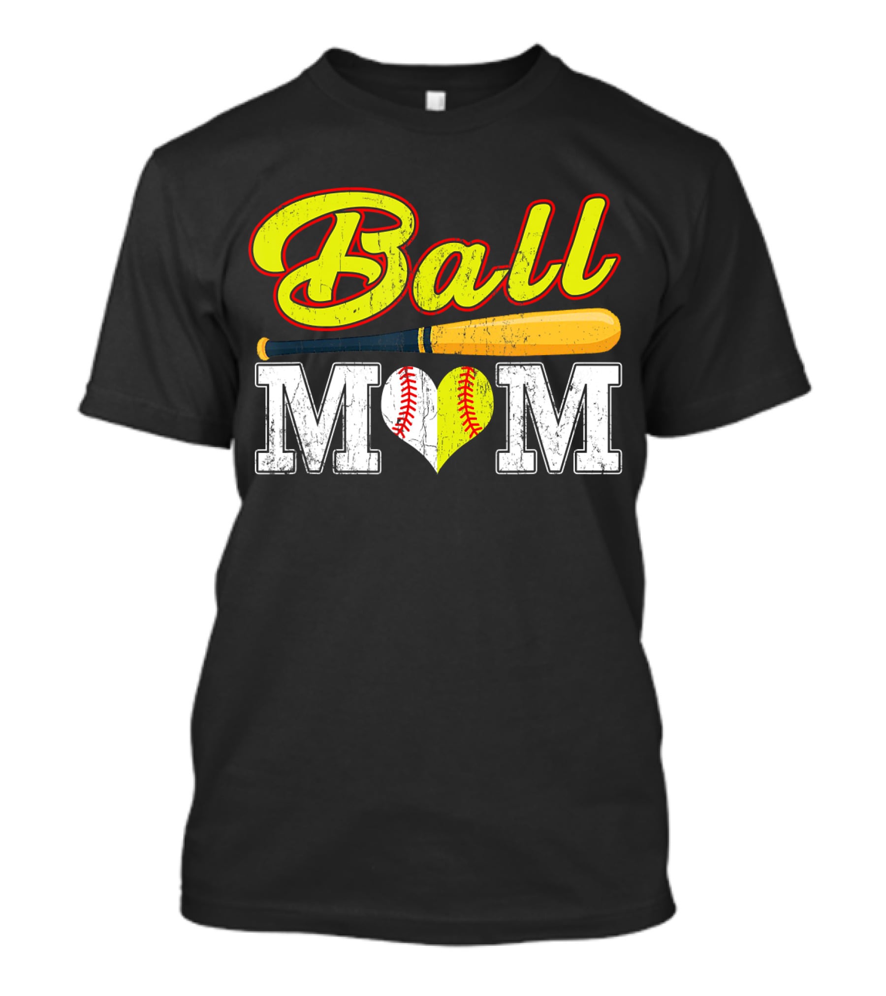 Ball Mom Softball Baseball Heart Bat T-Shirt