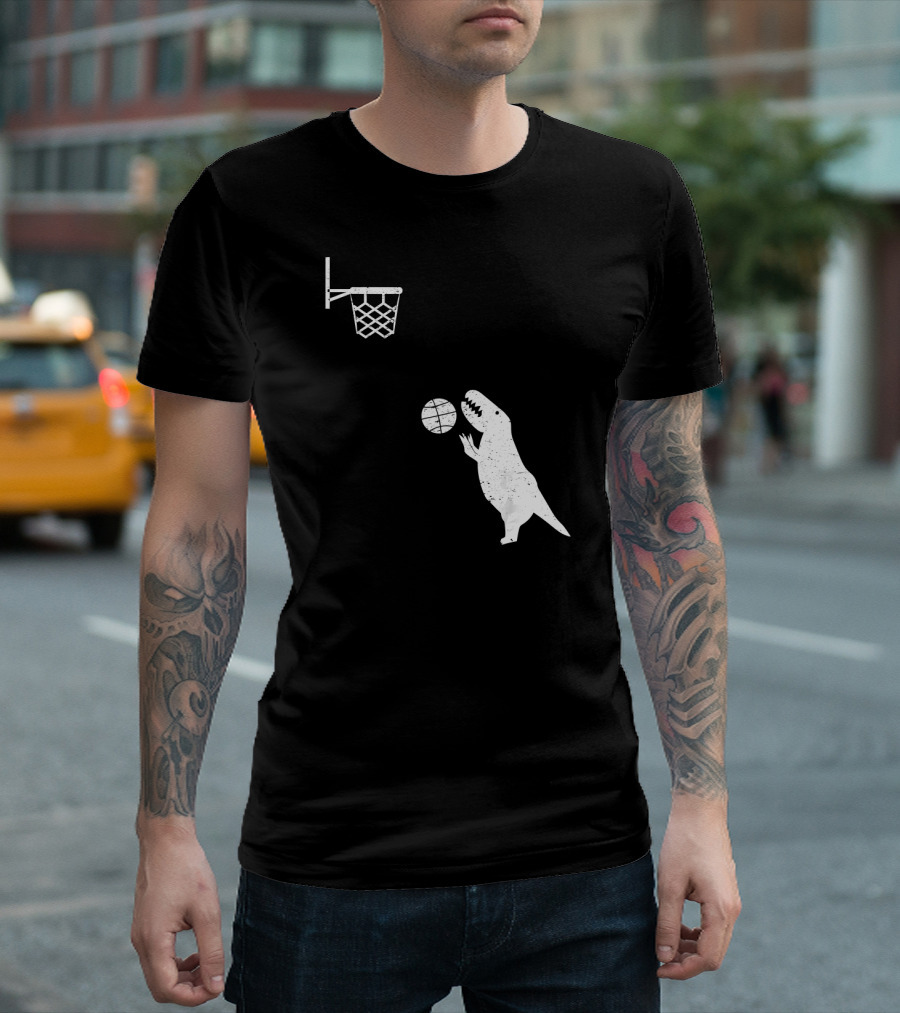 Funny Basketball Dinosaur Rex Throwin' Slam Dunk T-Shirt
