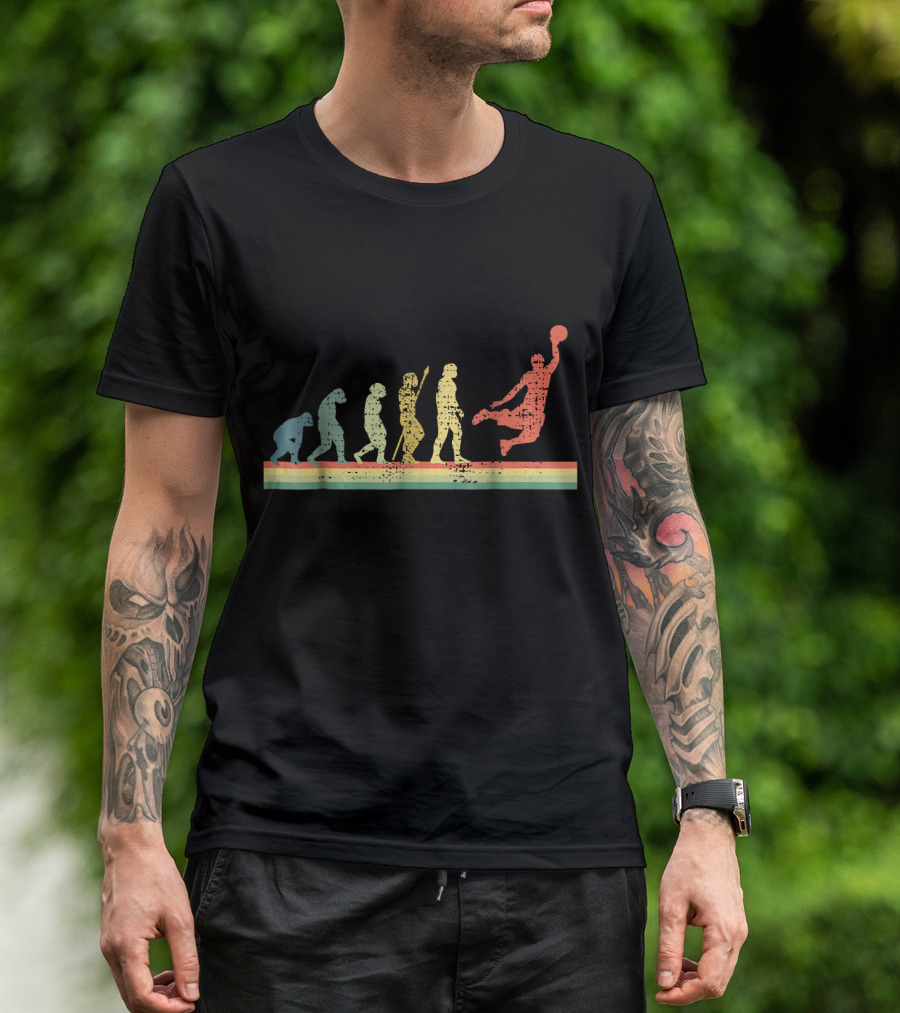 Evolution Of Basketball Player Silhouette Path T-Shirt