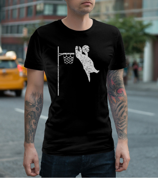 Jumping Tyrannosaurus Rex Dunks Basketball Hoop T-Shirt