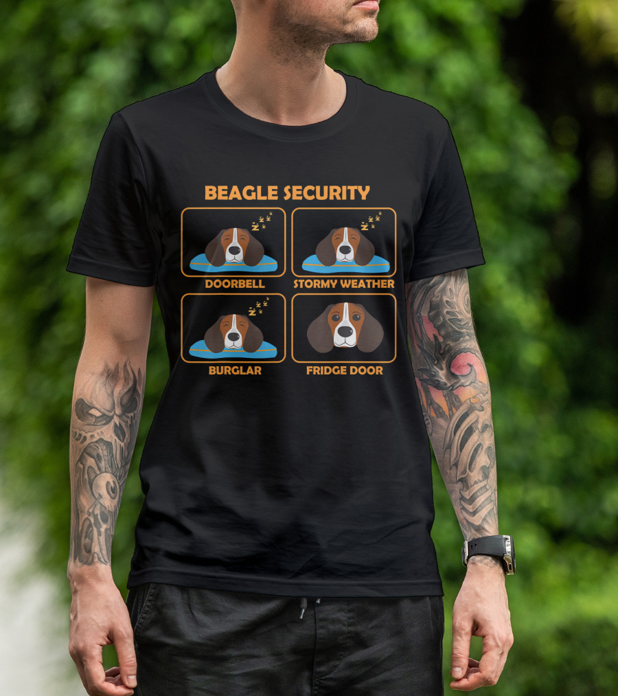 Beagle Security Doorbell Stormy Weather Burglar Fridge Door T-Shirt