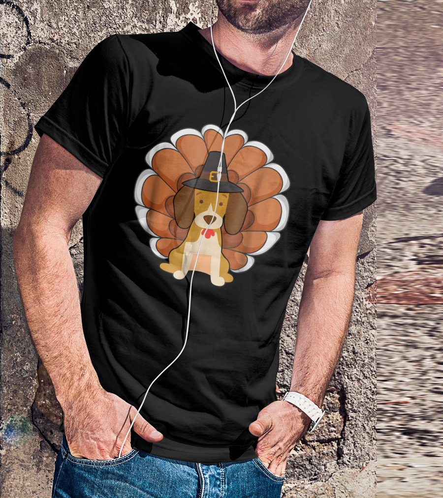 Funny Beagle Turkey Thanksgiving Hat Humor T-Shirt