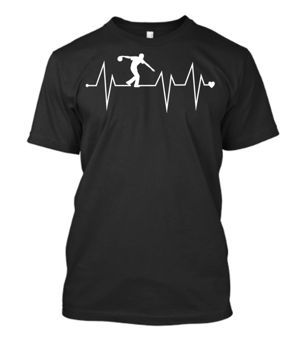 Funny Bowling Bowler Player Heartbeat Heart T-Shirt