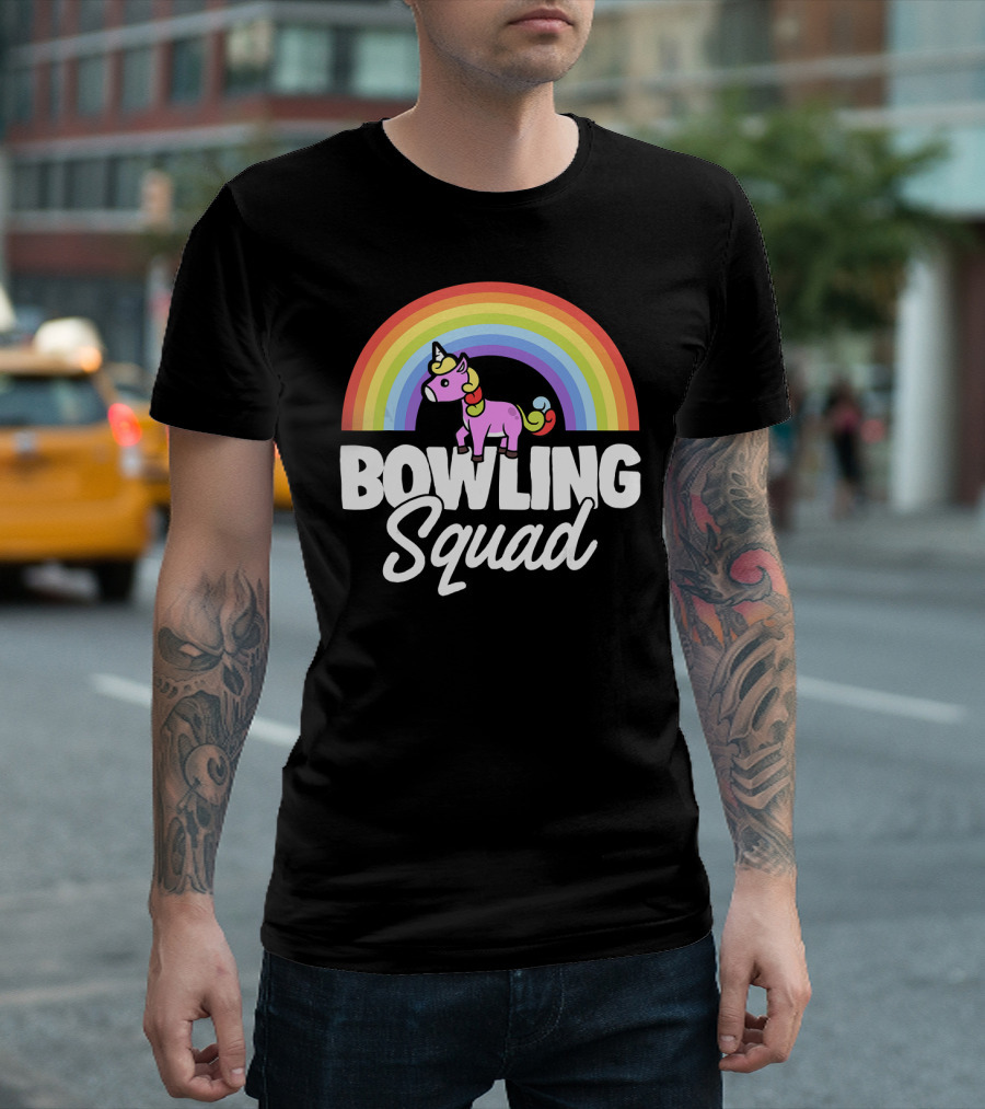 Bowling Squad Funny Unicorn Rainbow T-Shirt