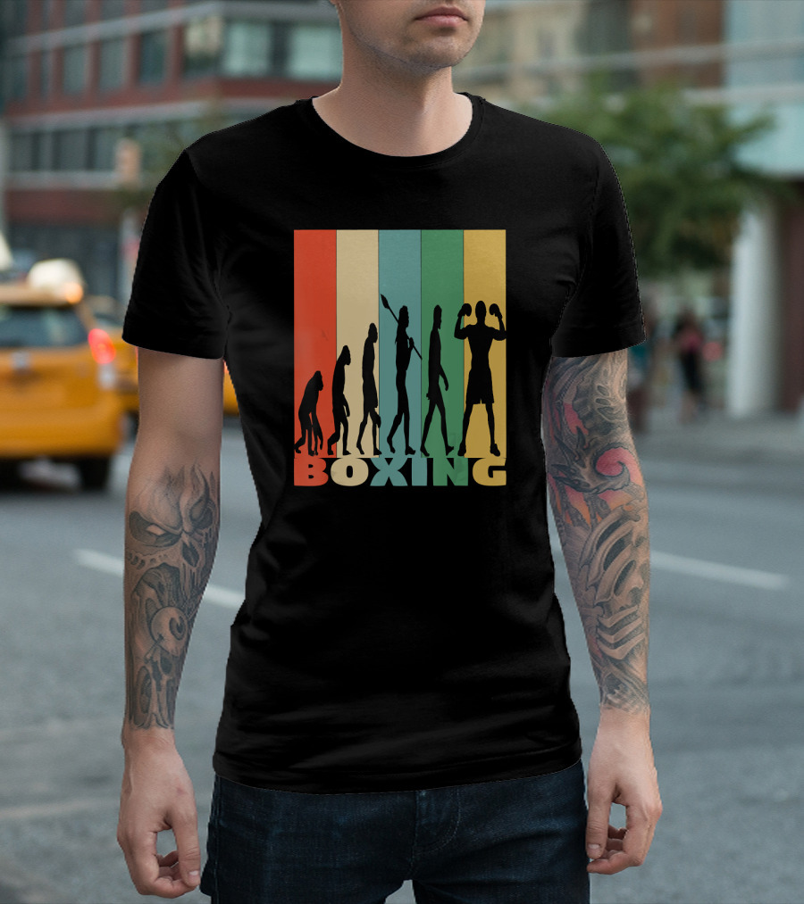 Boxing Evolution Vintage Silhouette Humor T-Shirt