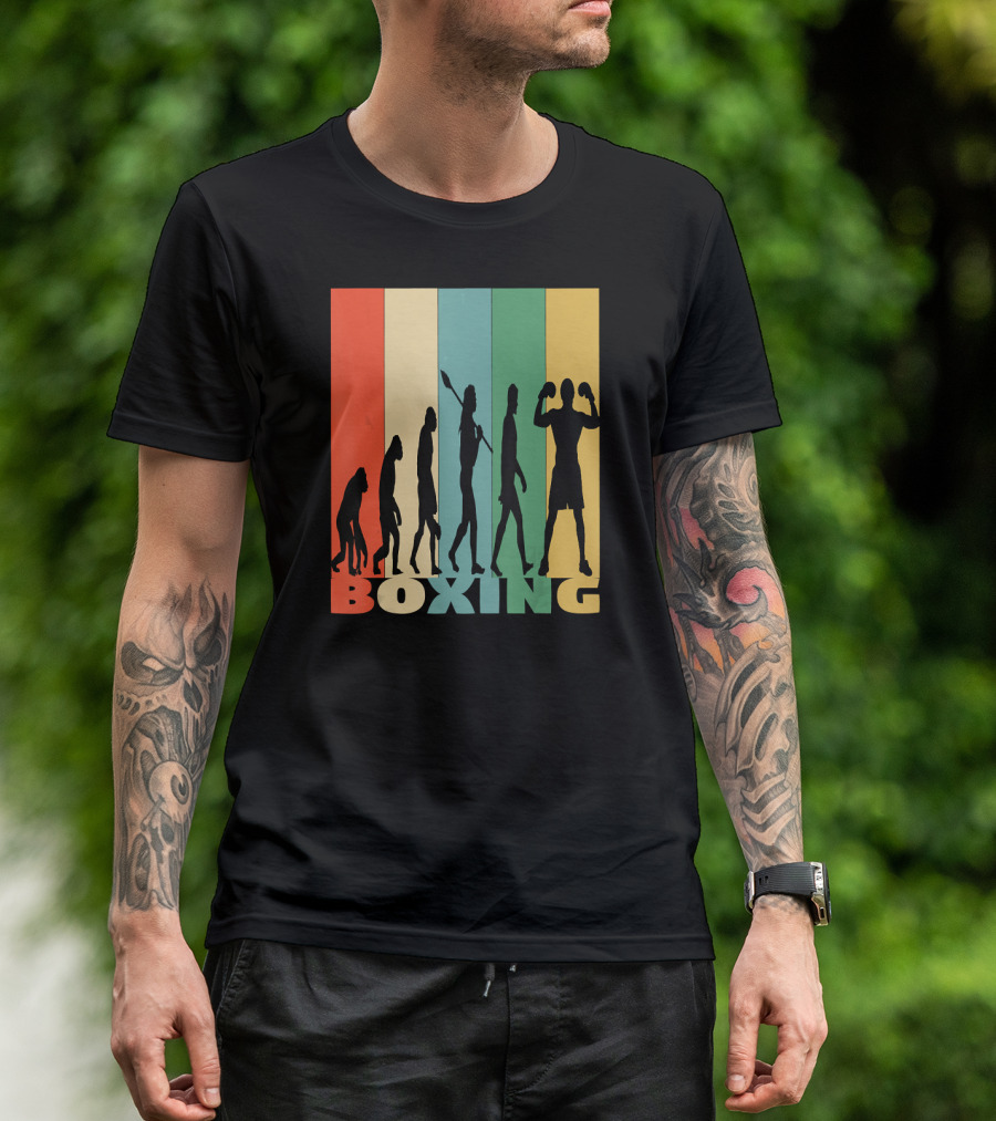 Boxing Evolution Vintage Silhouette Humor T-Shirt