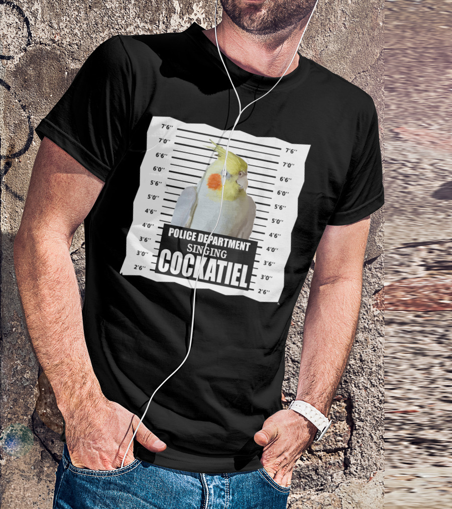 POLICE DEPARTMENT SINGING COCKATIEL MUGSHOT T-Shirt