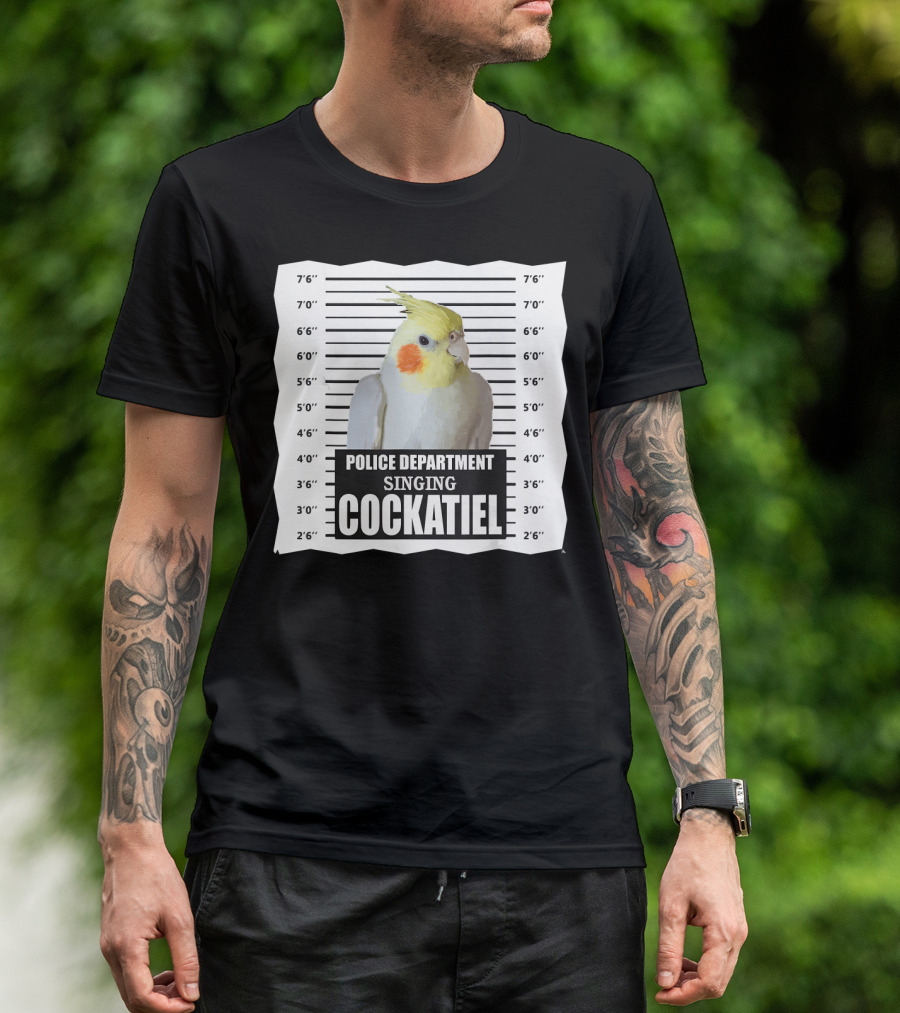 POLICE DEPARTMENT SINGING COCKATIEL MUGSHOT T-Shirt