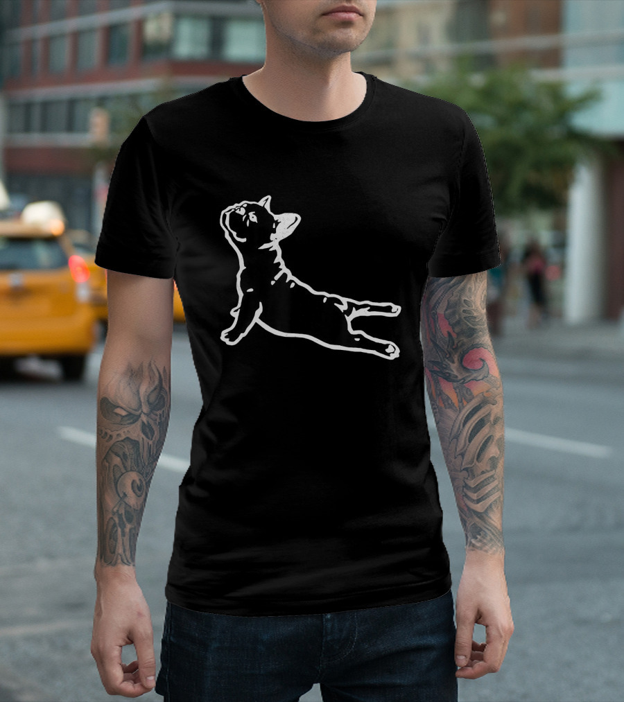 Funny French Bulldog Yoga Stretch Pose T-Shirt