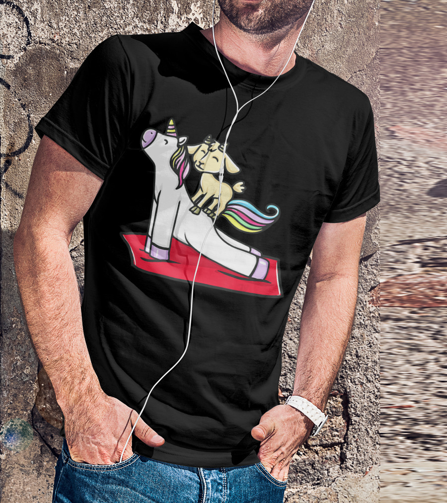 Goat Balancing On Yoga Unicorn Rainbow Mane T-Shirt