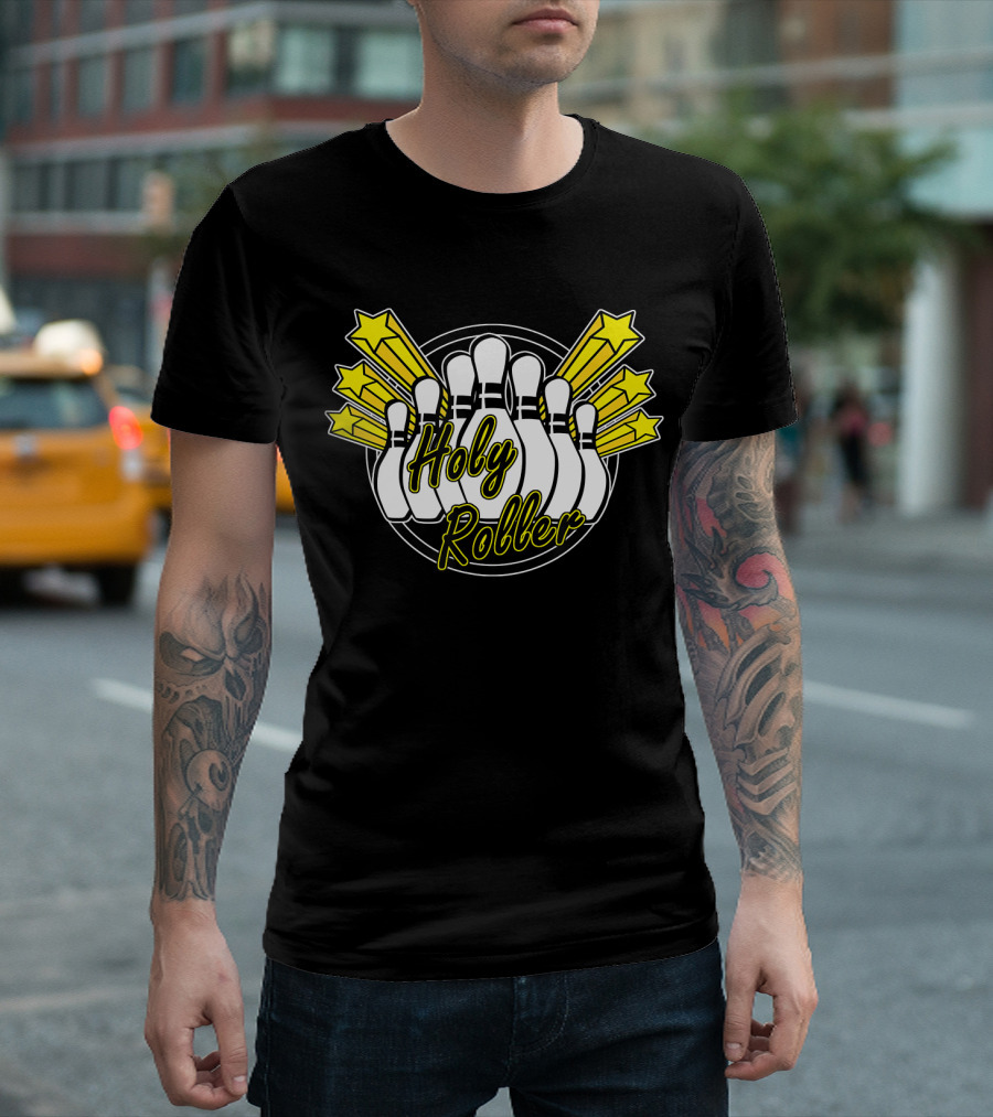 Holy Roller Bowling Pin Stars Retro Funny T-Shirt