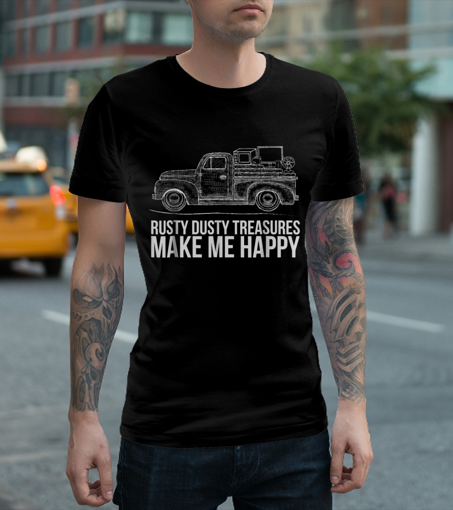 Rusty Dusty Treasures Make Me Happy Vintage Truck T-Shirt