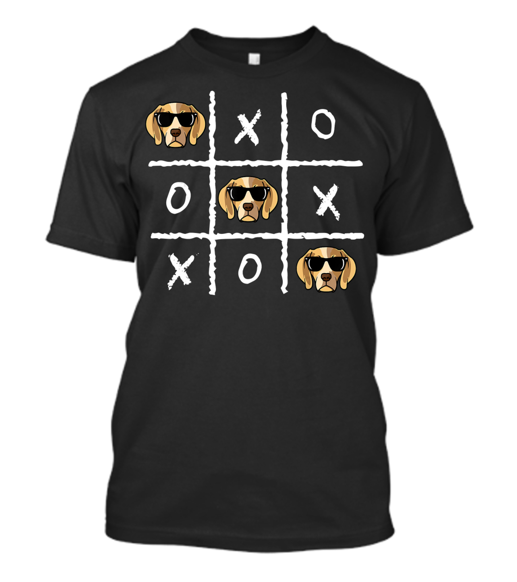 Tic Tac Toe Funny Vintage Nostalgic Beagle Dog Sunglasses T-Shirt