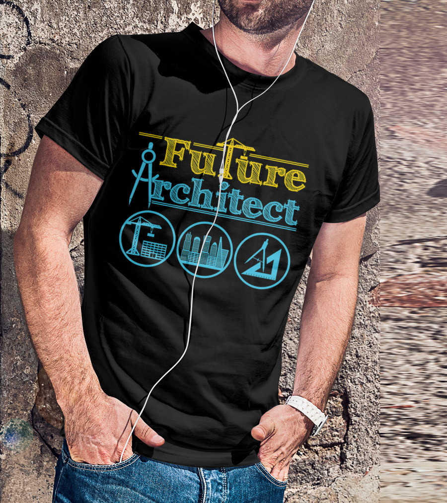 Future Architect Architecture Crane Compass Skyline Drafting T-Shirt