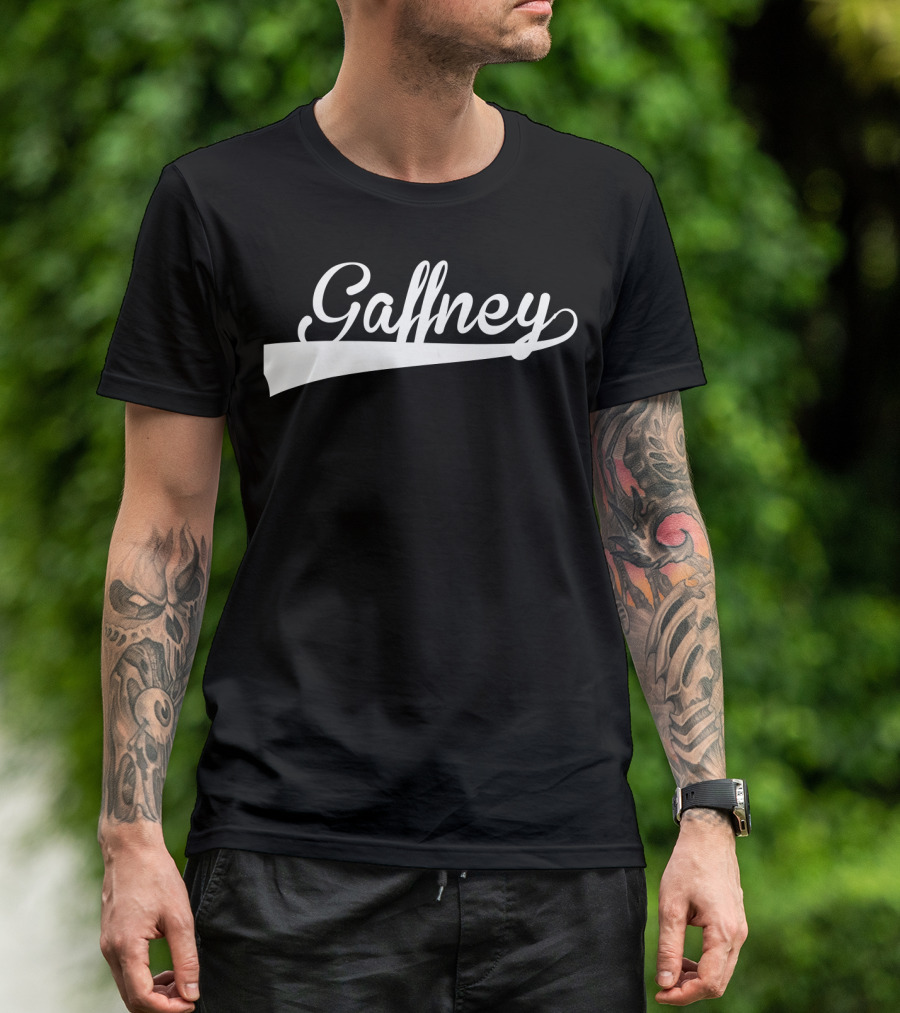 Gaffney Baseball Softball Styled Text With Curve Tail T-Shirt