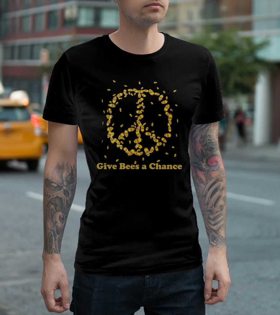 Give Bees a Chance Peace Sign Bee Swarm T-Shirt