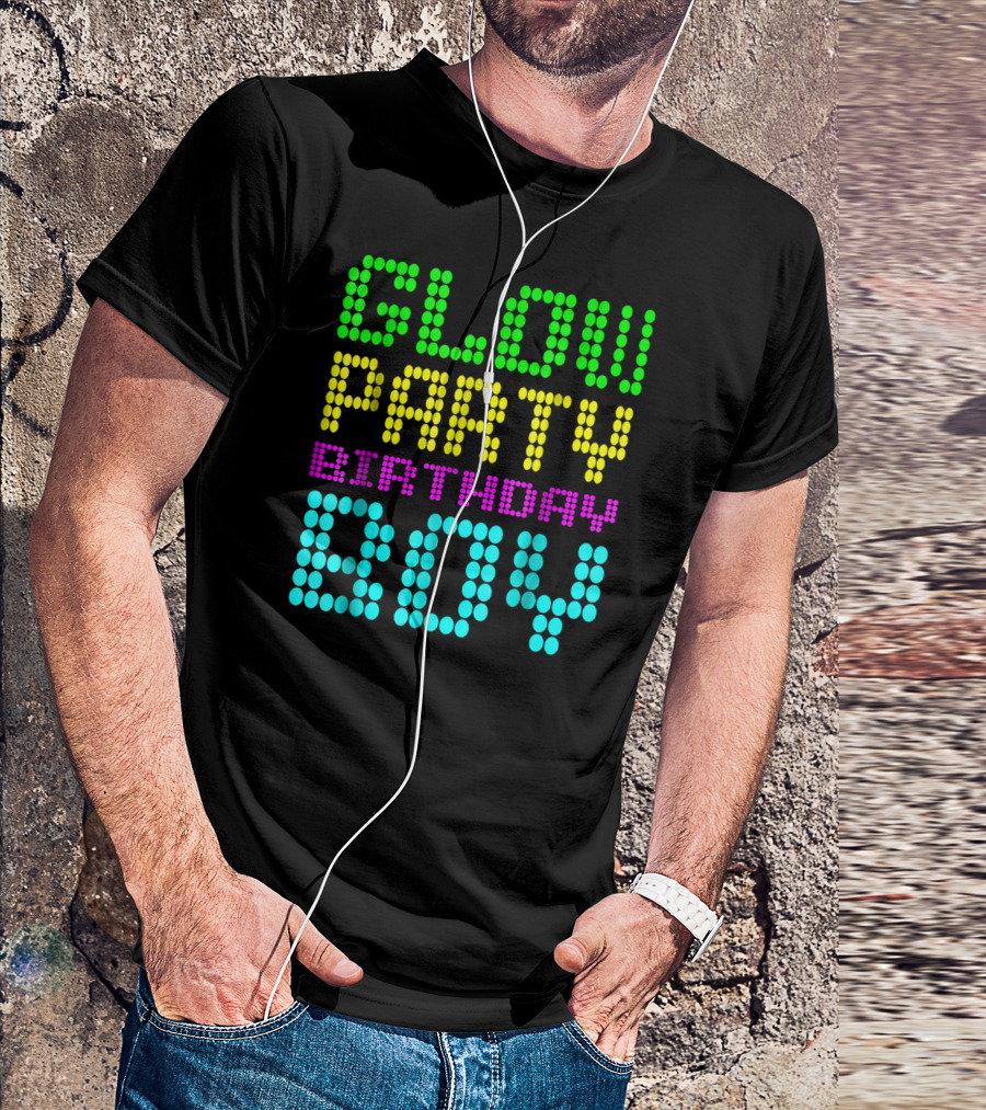 Glow Party Birthday Boy Colorful Dot Text T-Shirt