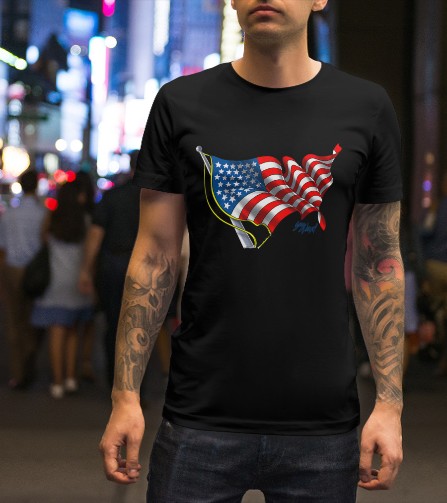 God Bless America Flag Waving T-Shirt