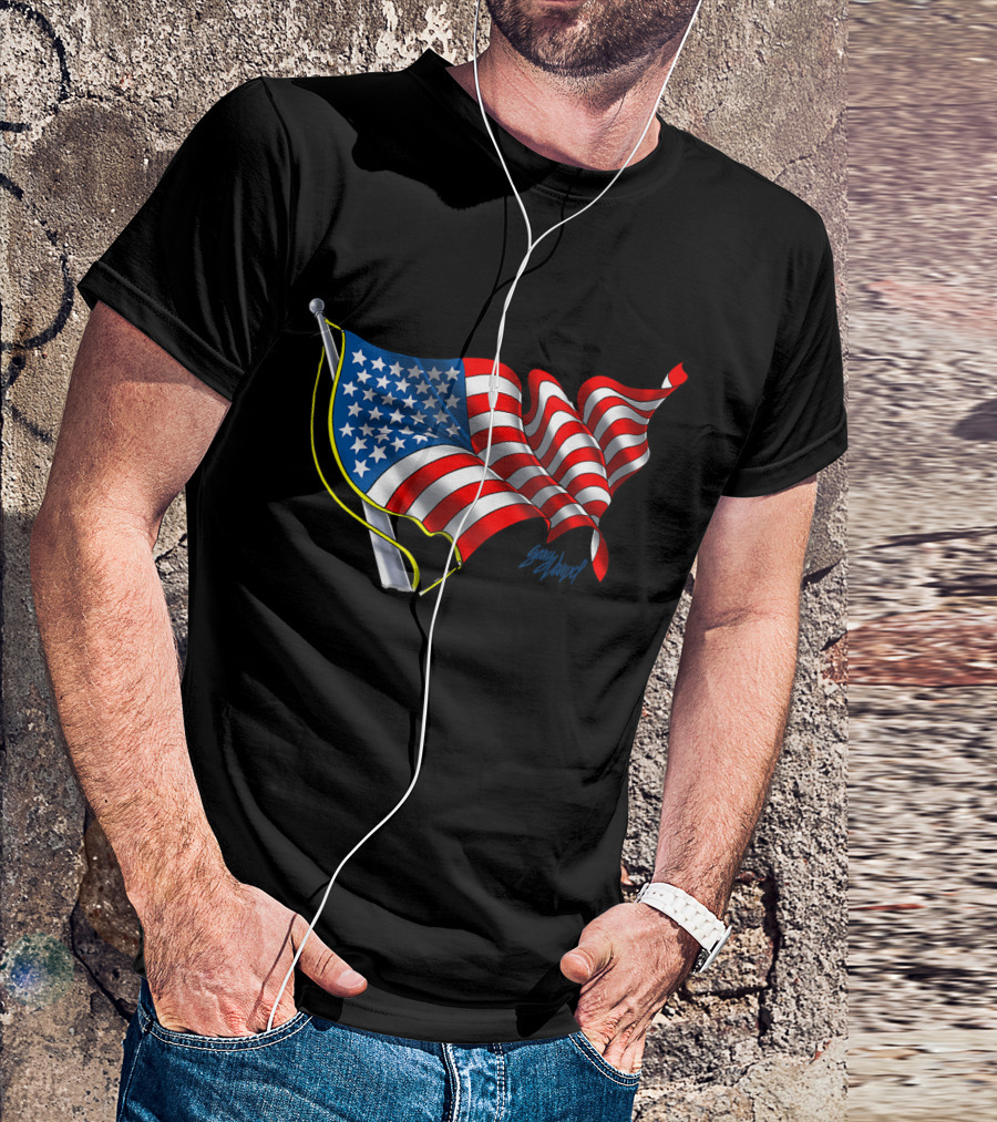 God Bless America Flag Waving T-Shirt