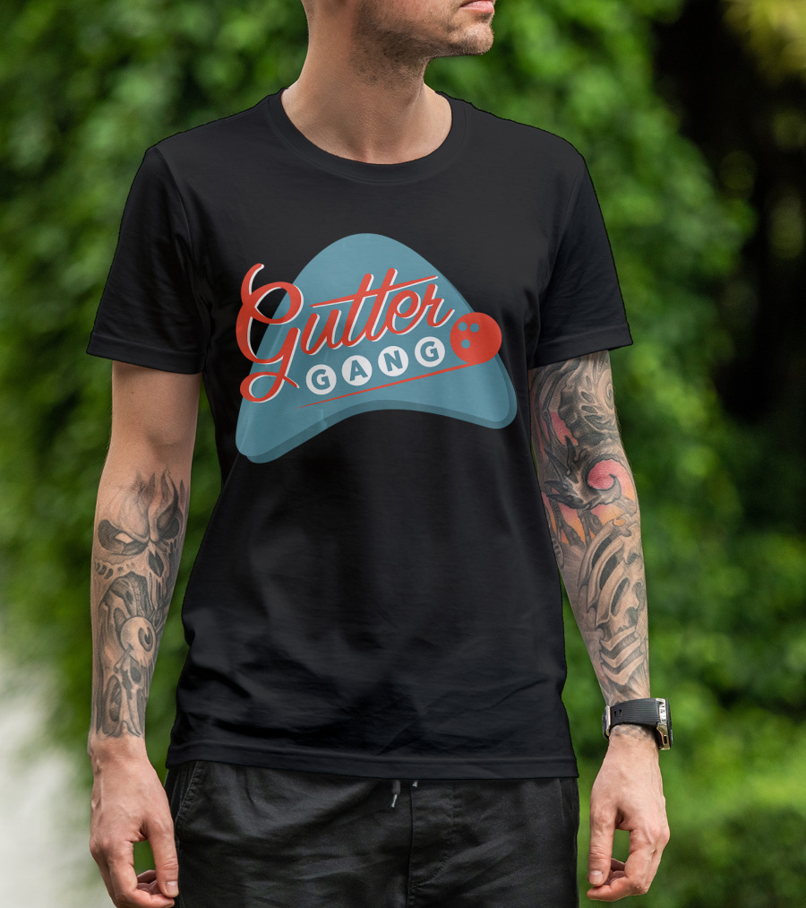 Gutter Gang Bowling League Team Retro Bowling Ball T-Shirt