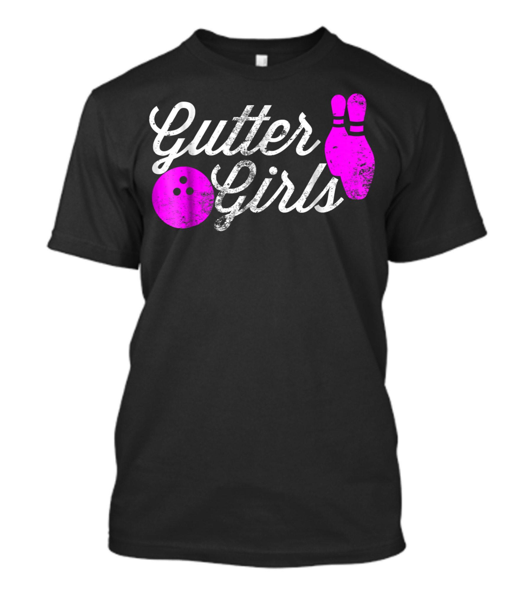 Gutter Girls Funny Bowling Pink Pins And Ball T-Shirt